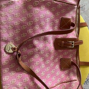 Dooney & Bourke Pink and Tan Tote with Leather Accents